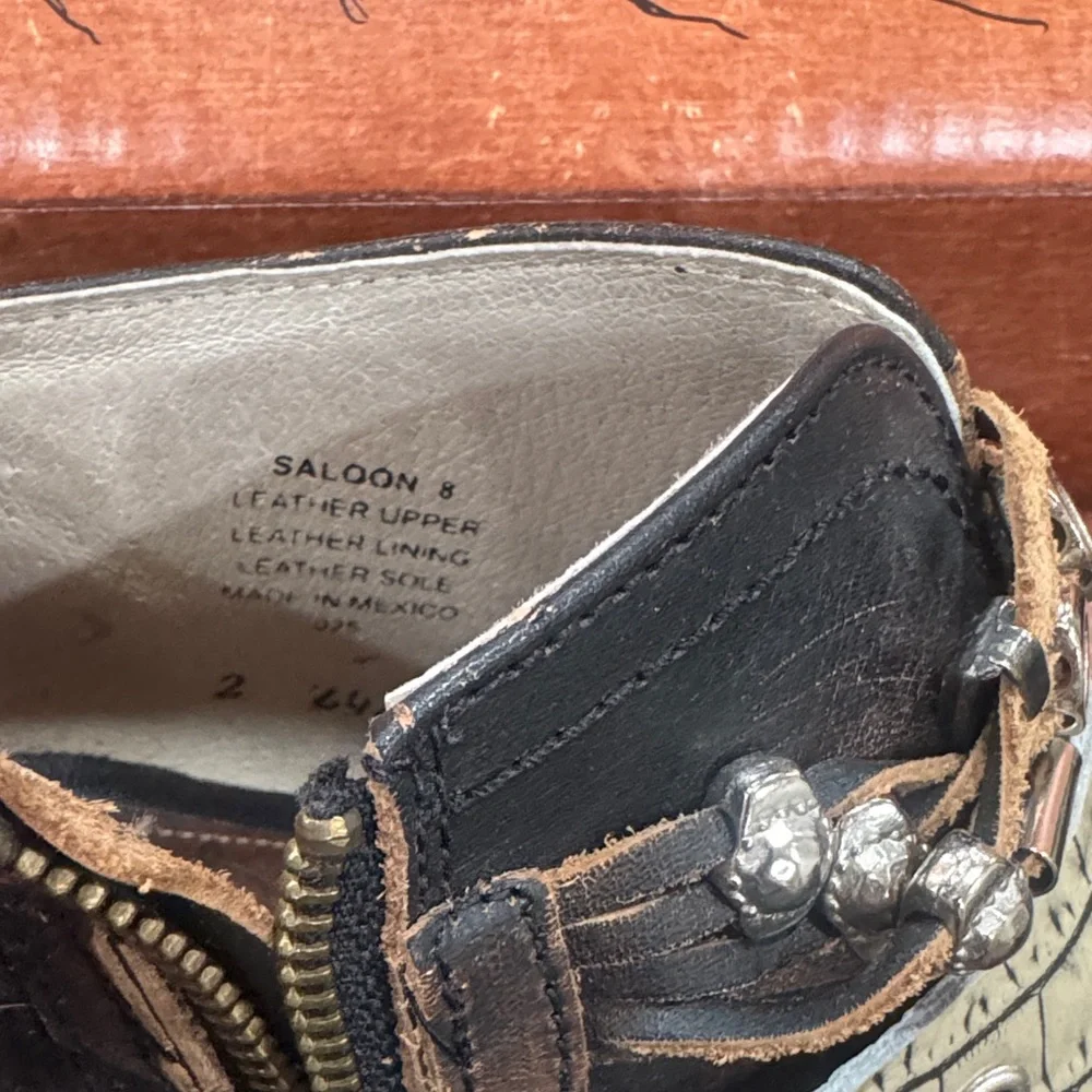 Freebird "saloon" Black and Tan Ankle Boots with Silver Details - Picture 3 of 8